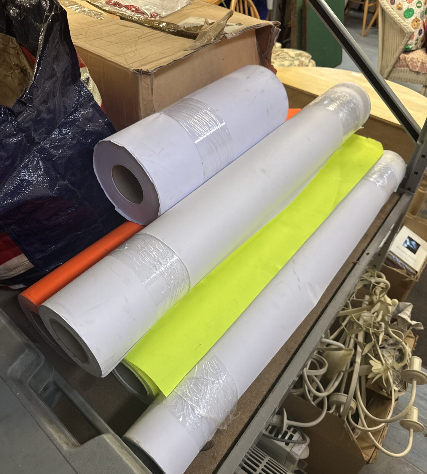 Five large rolls of paper