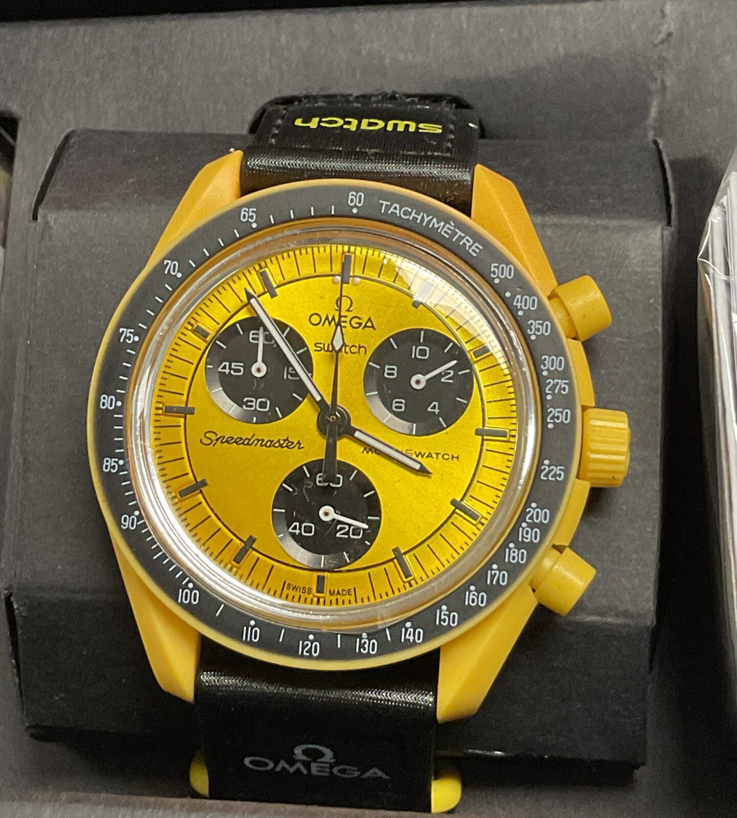 Omega Swatch style Mission to the Sun bioceramic moonswatch wristwatch