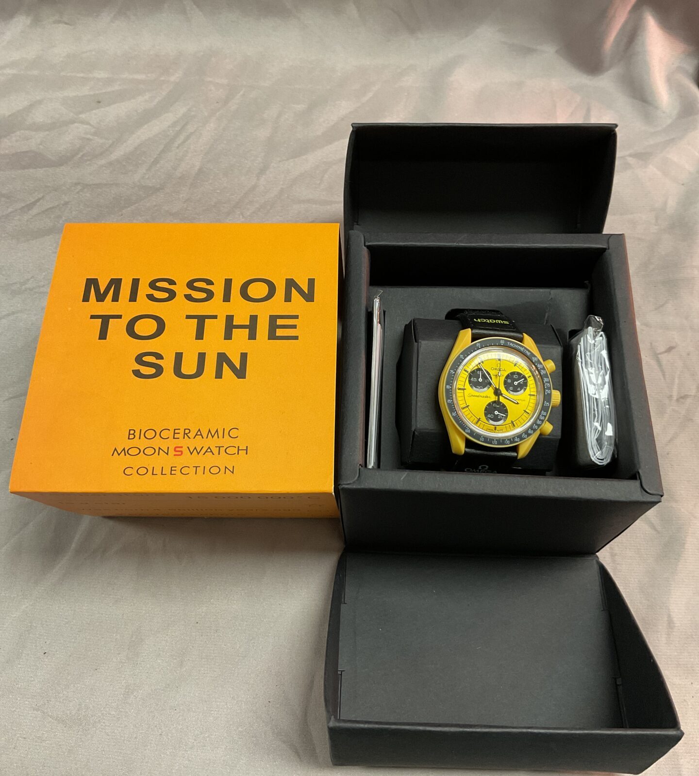 Omega Swatch style Mission to the Sun bioceramic moonswatch wristwatch - Image 2