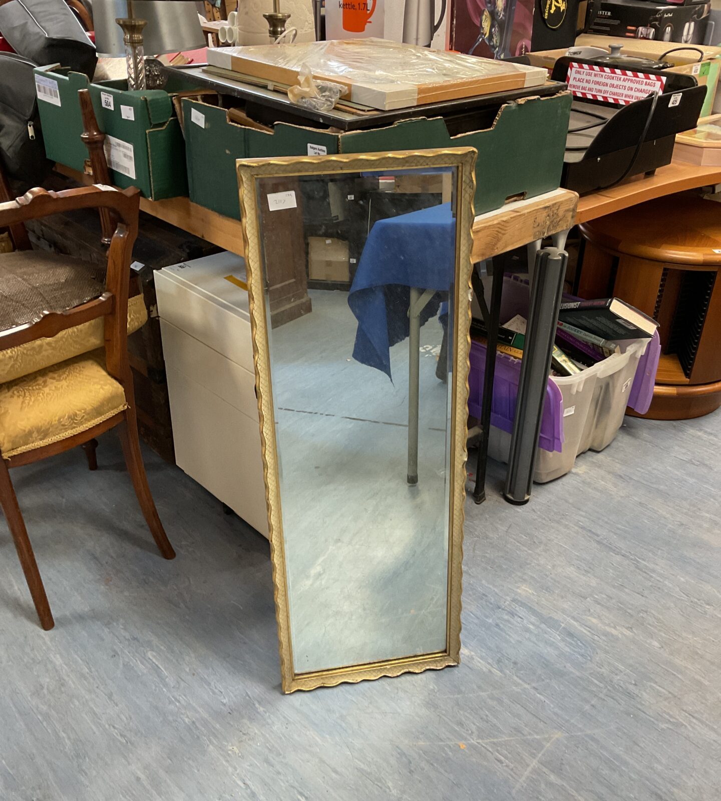 Gilt framed bedroom mirror 38 x 13”