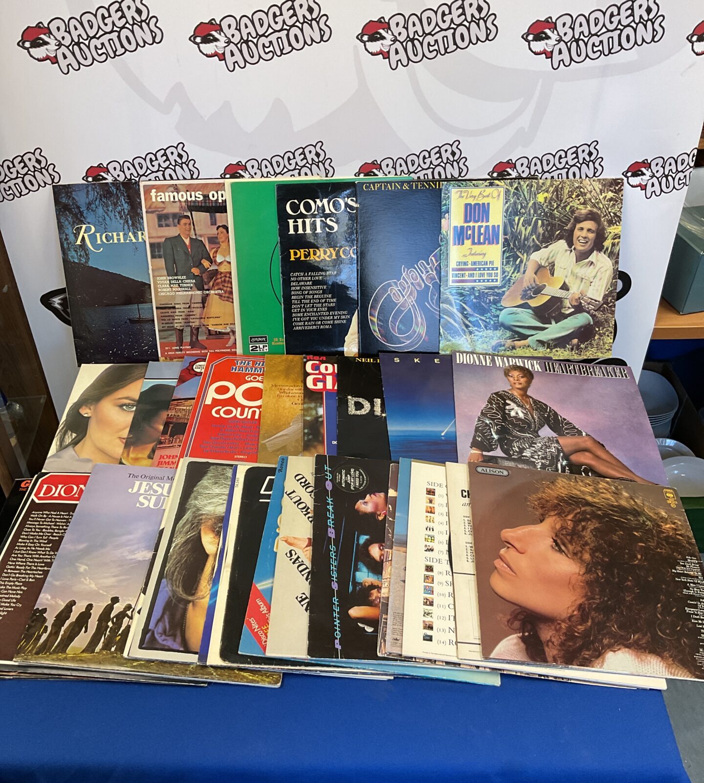 Collection of 12” vinyl records including don mclean
