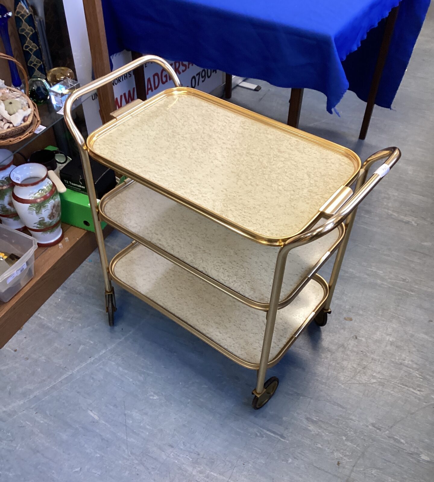 1960s brass hostess trolley