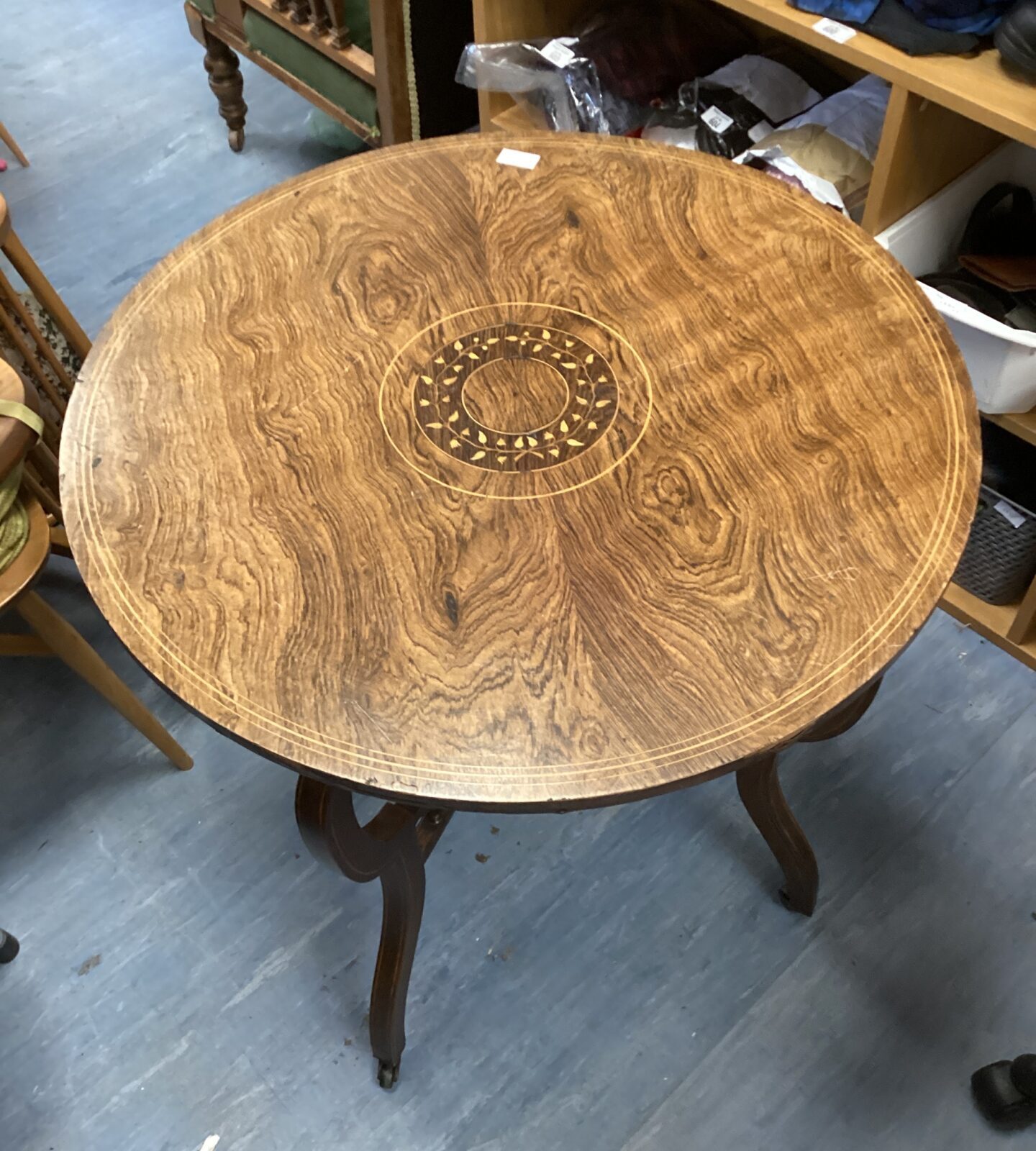 oak inlaid round hall table