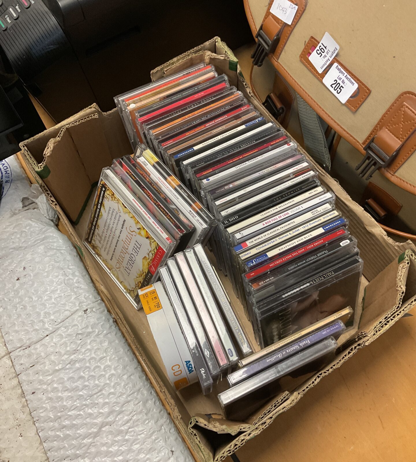 Box of music CDs including jules holland