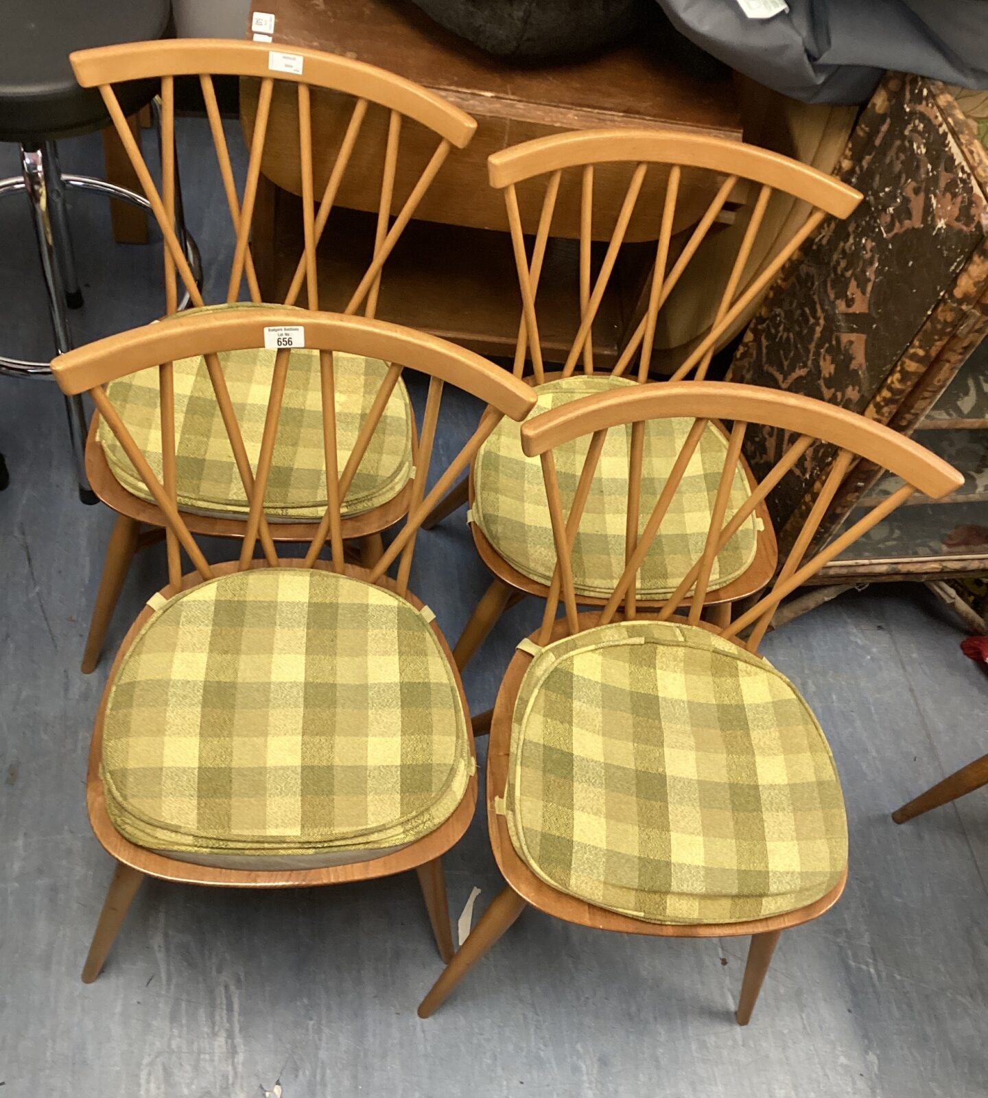 Four 1960s ercol candlestick chairs