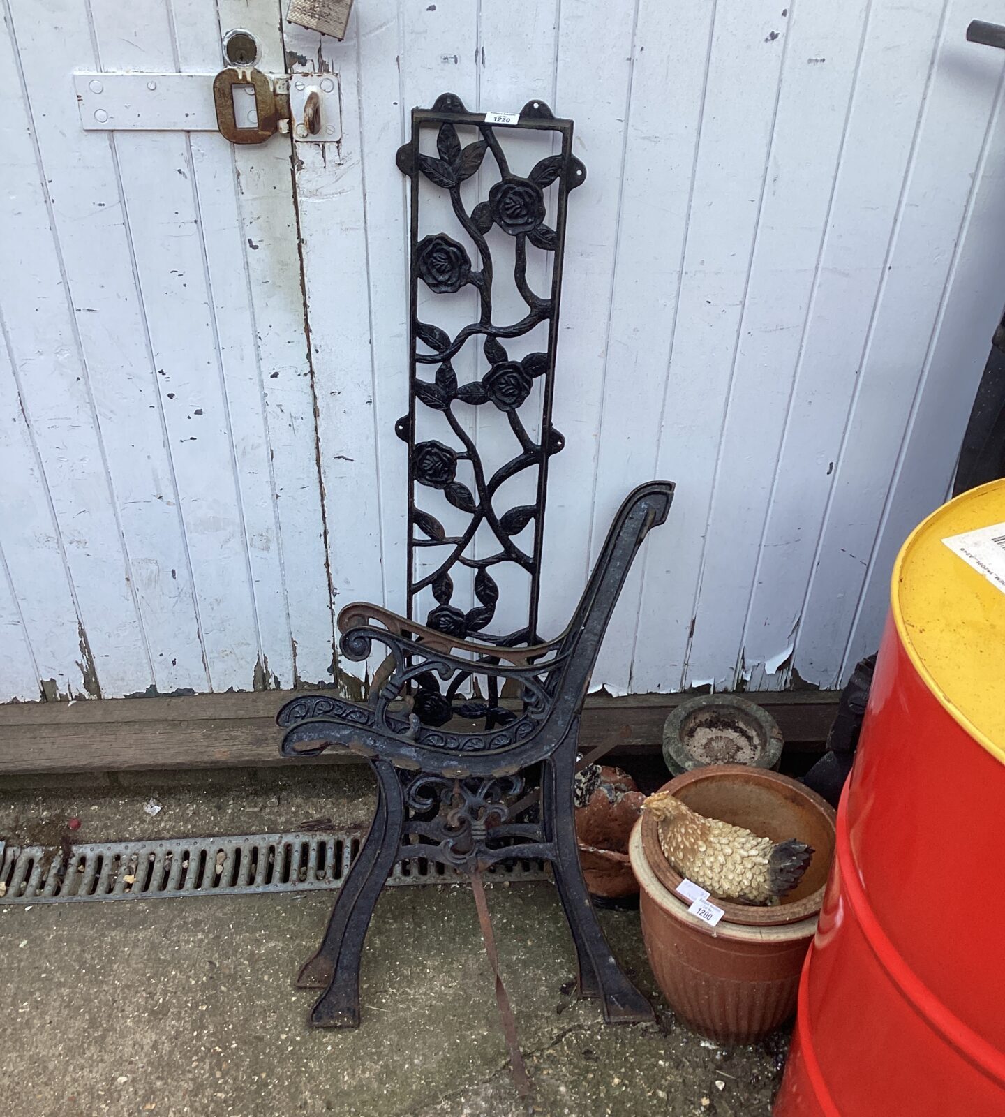 Wrought iron garden bench ends and back