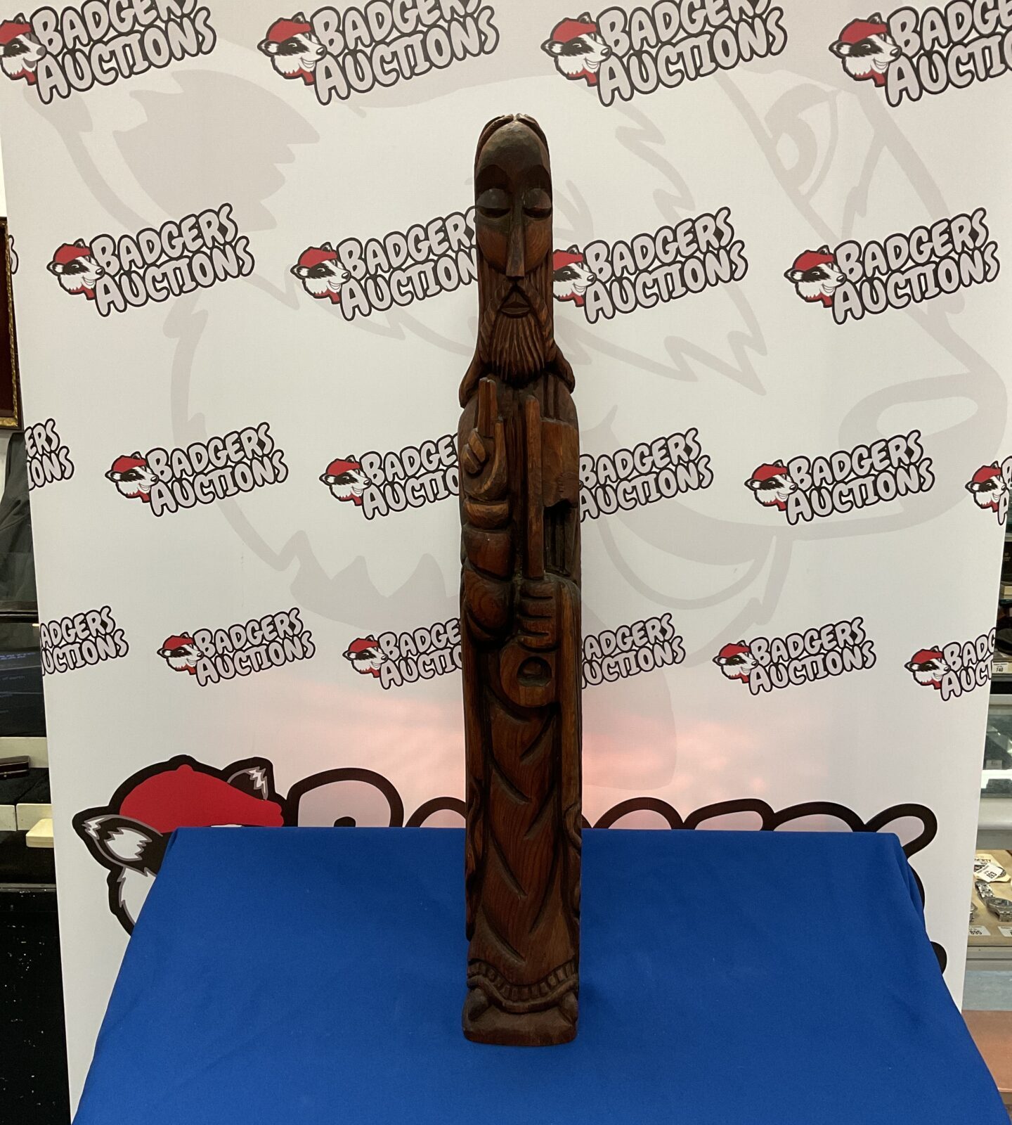 Large carved hardwood statue of jesus