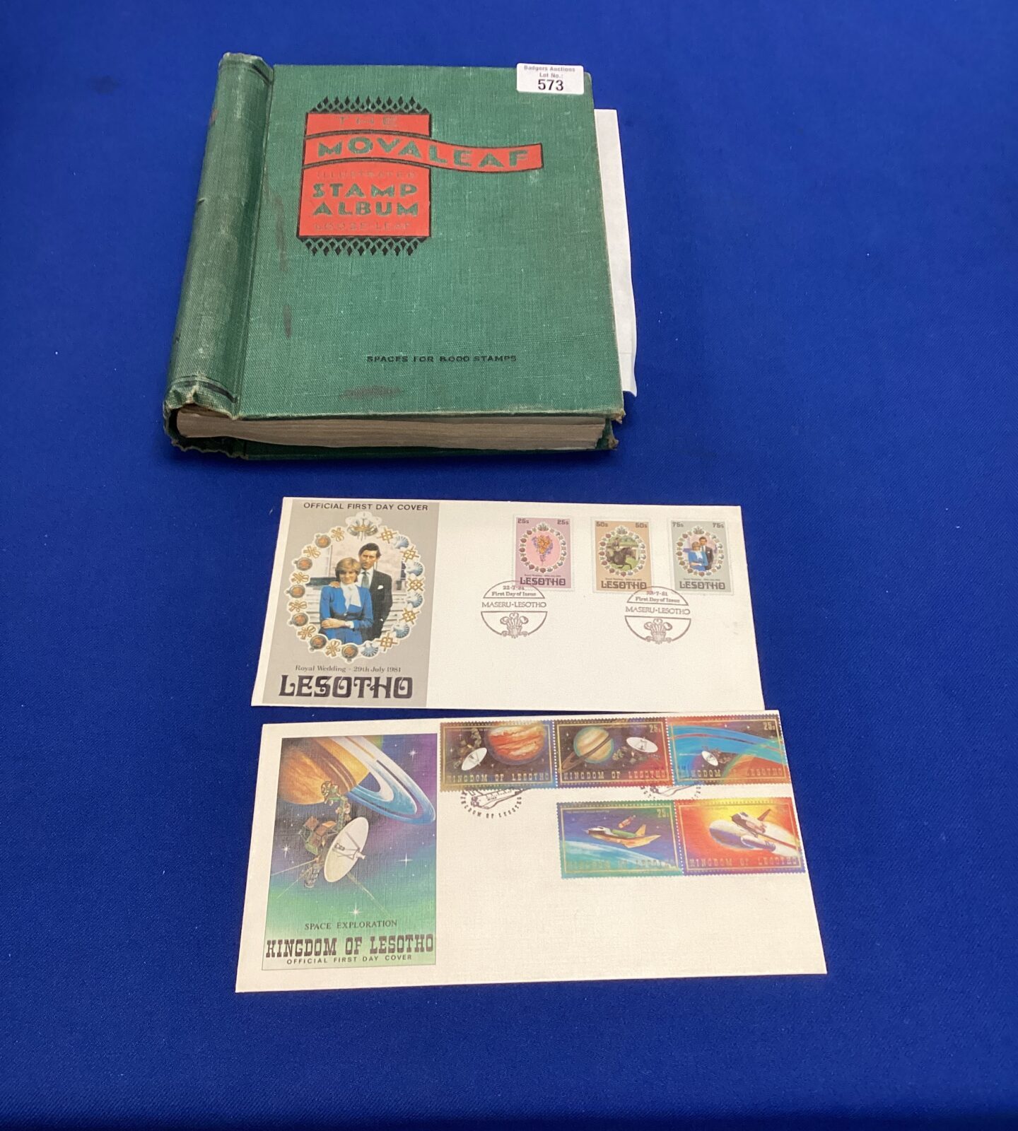 Vintage Movaleaf stamp album with stamps & two first day covers