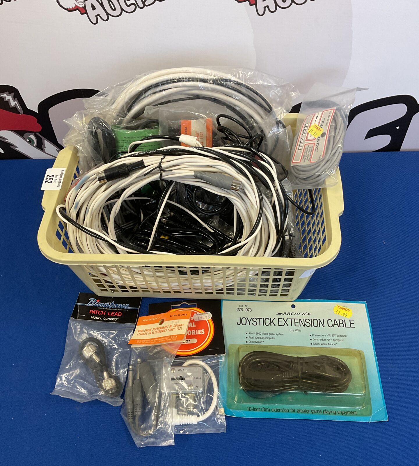 Box of vintage computing & audio cables