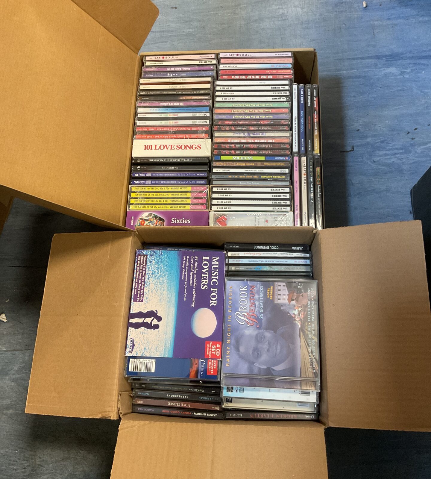 Two boxes of music cds inc boxsets