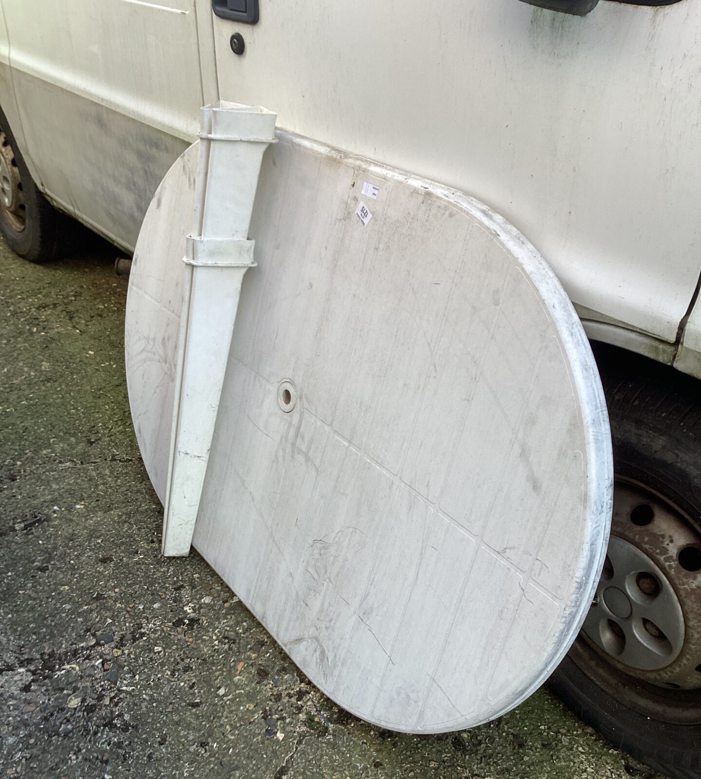 Large white plastic patio table