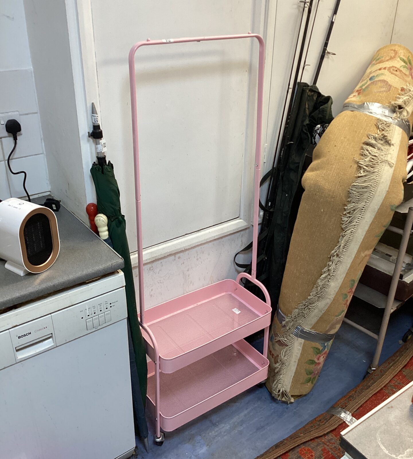 metal pink storage rack