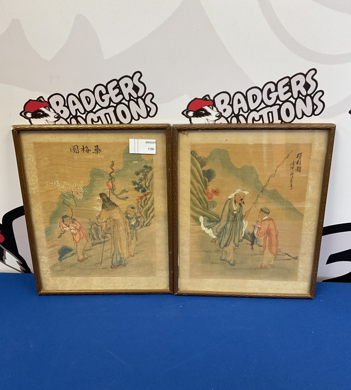 Pair of antique Chinese watercolours on silk