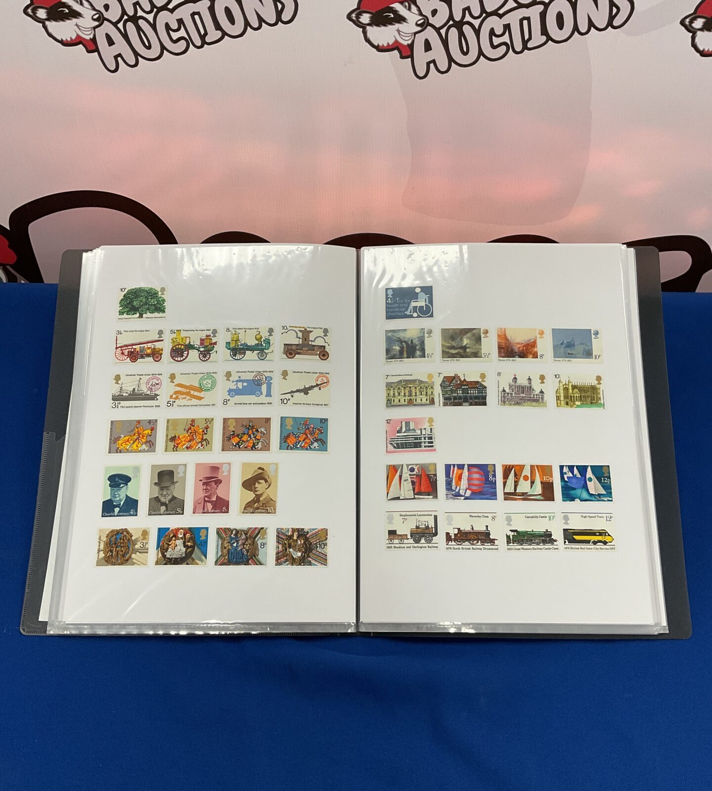 Stamp album full of British stamps