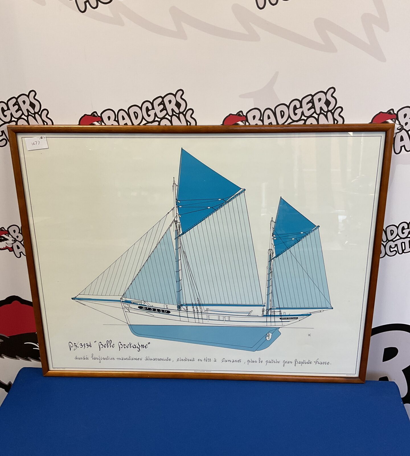 Framed french print sail boat belle bretagne