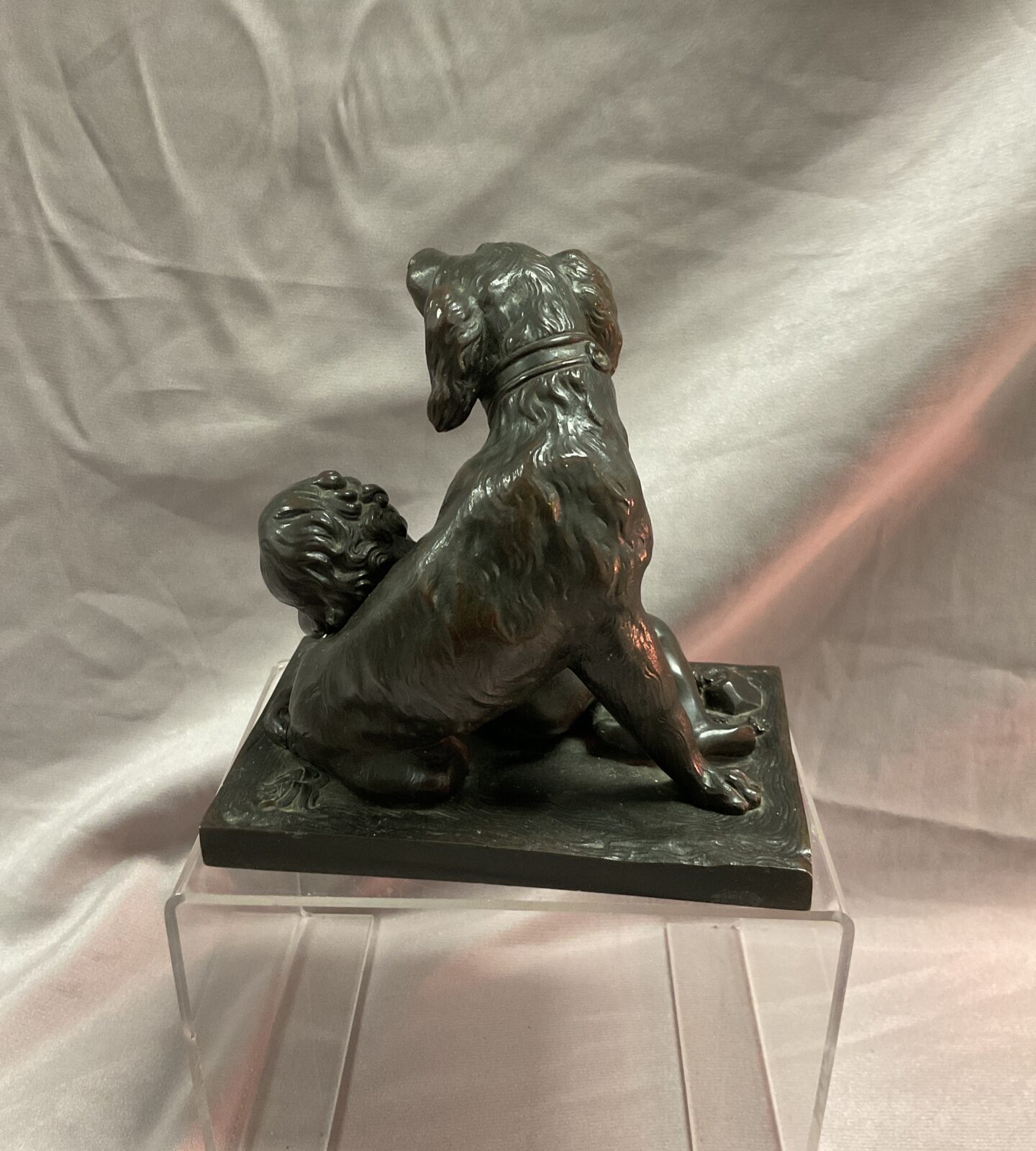 20th century bronze figure of a dog guarding a child - Image 2