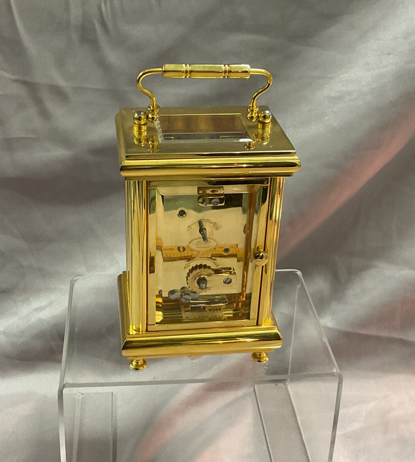 D J Warner Amersham brass carriage clock with key - Image 2