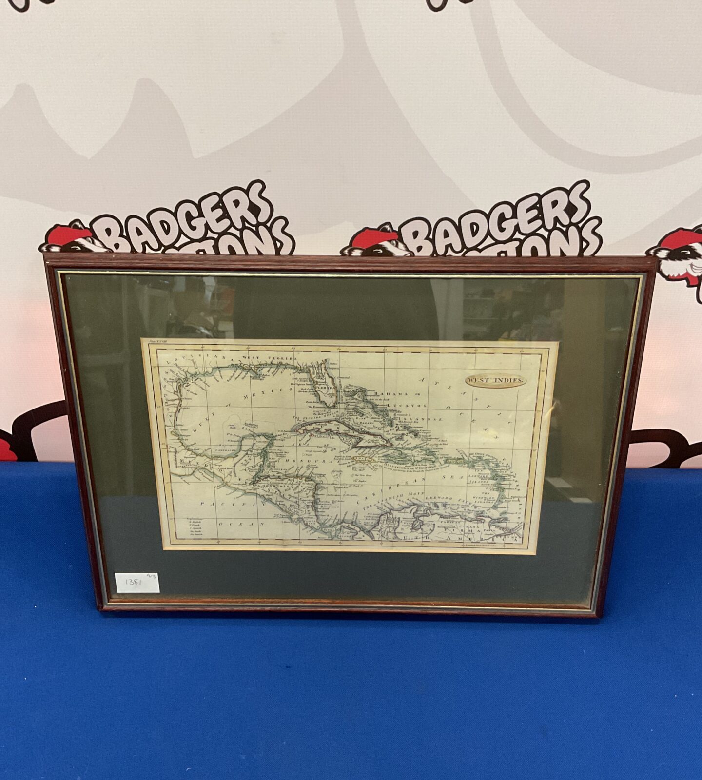 antique framed map of the west indies