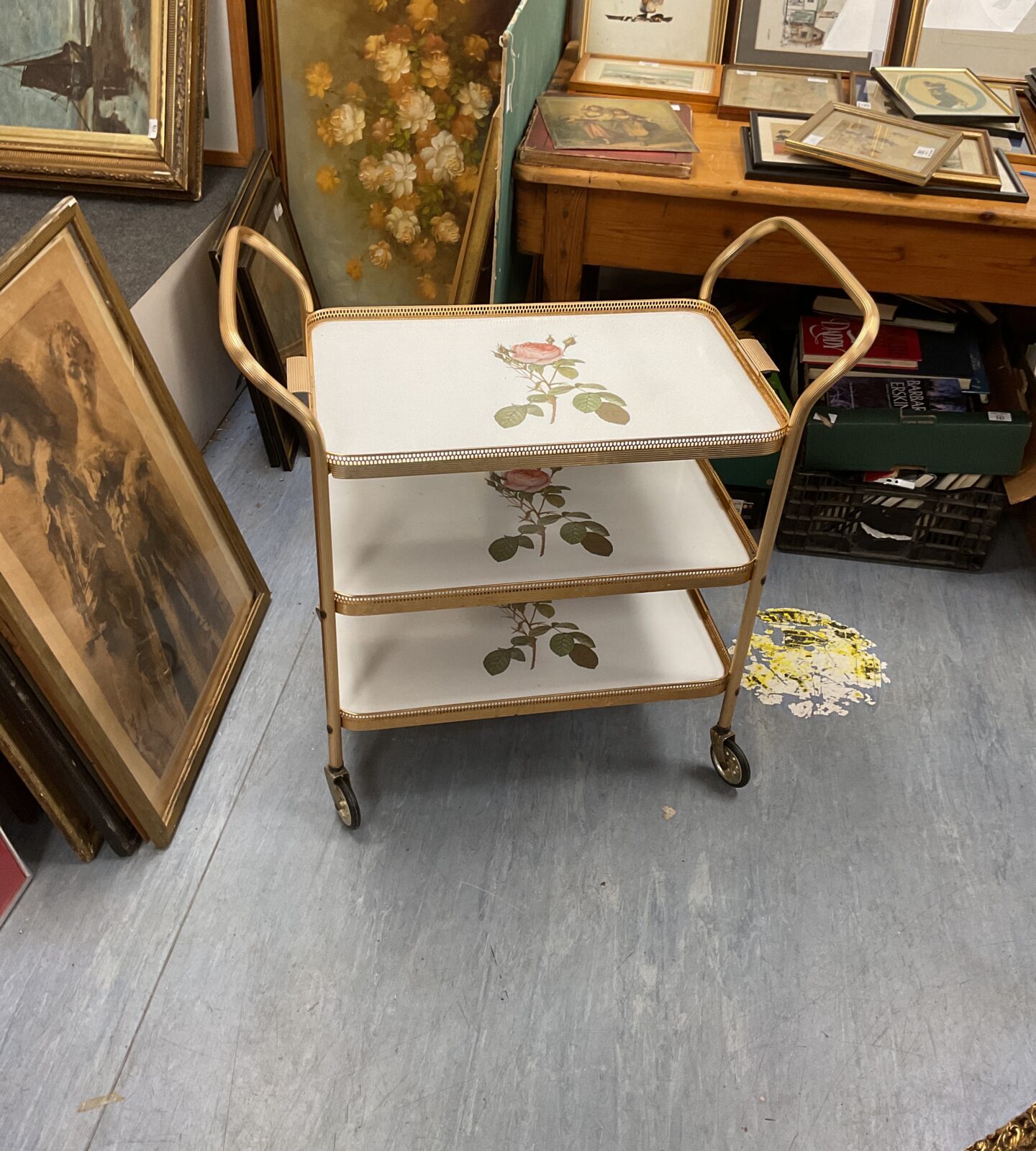 Vintage three teir butlers hostess trolley