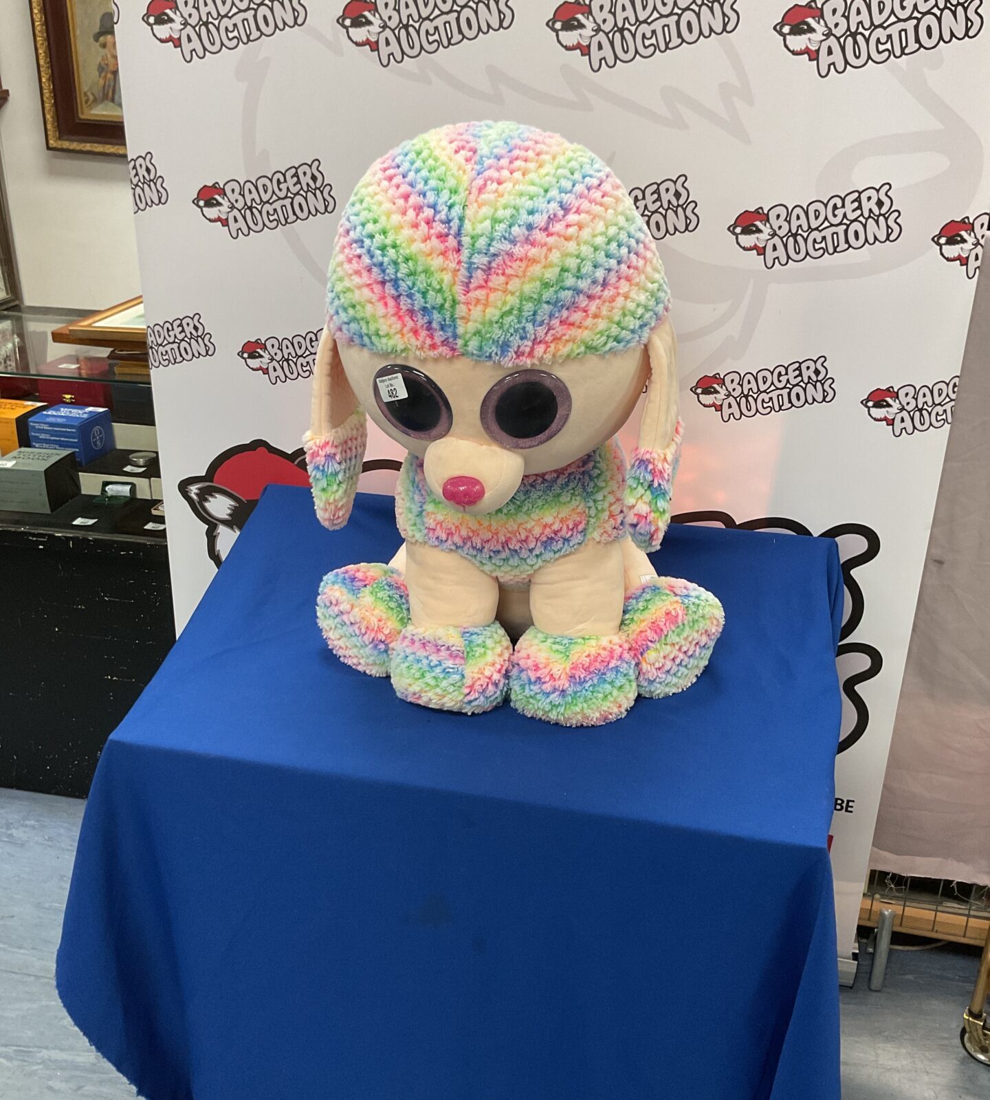 Large Ty Beanie Soft Rainbow Poodle