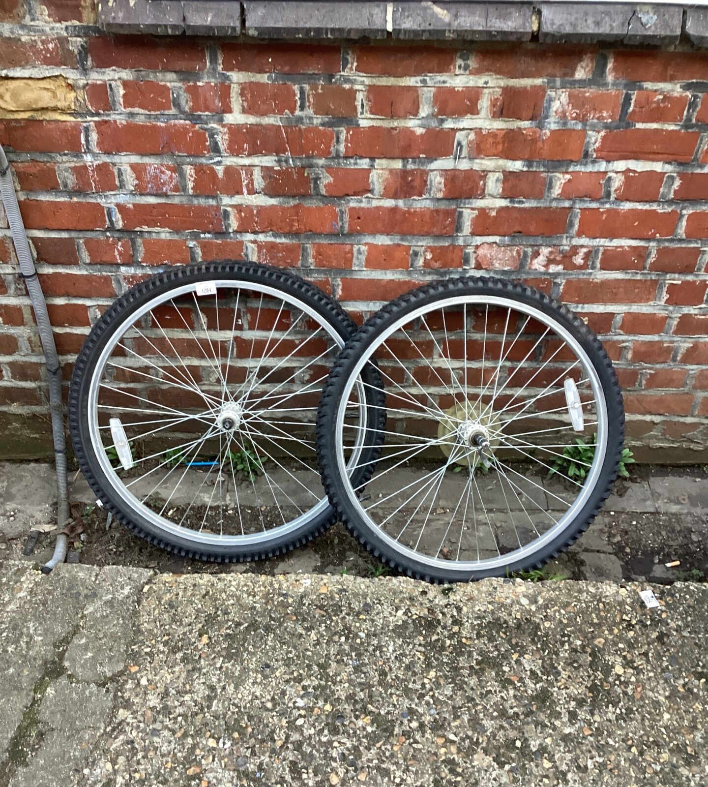 Two bike wheels