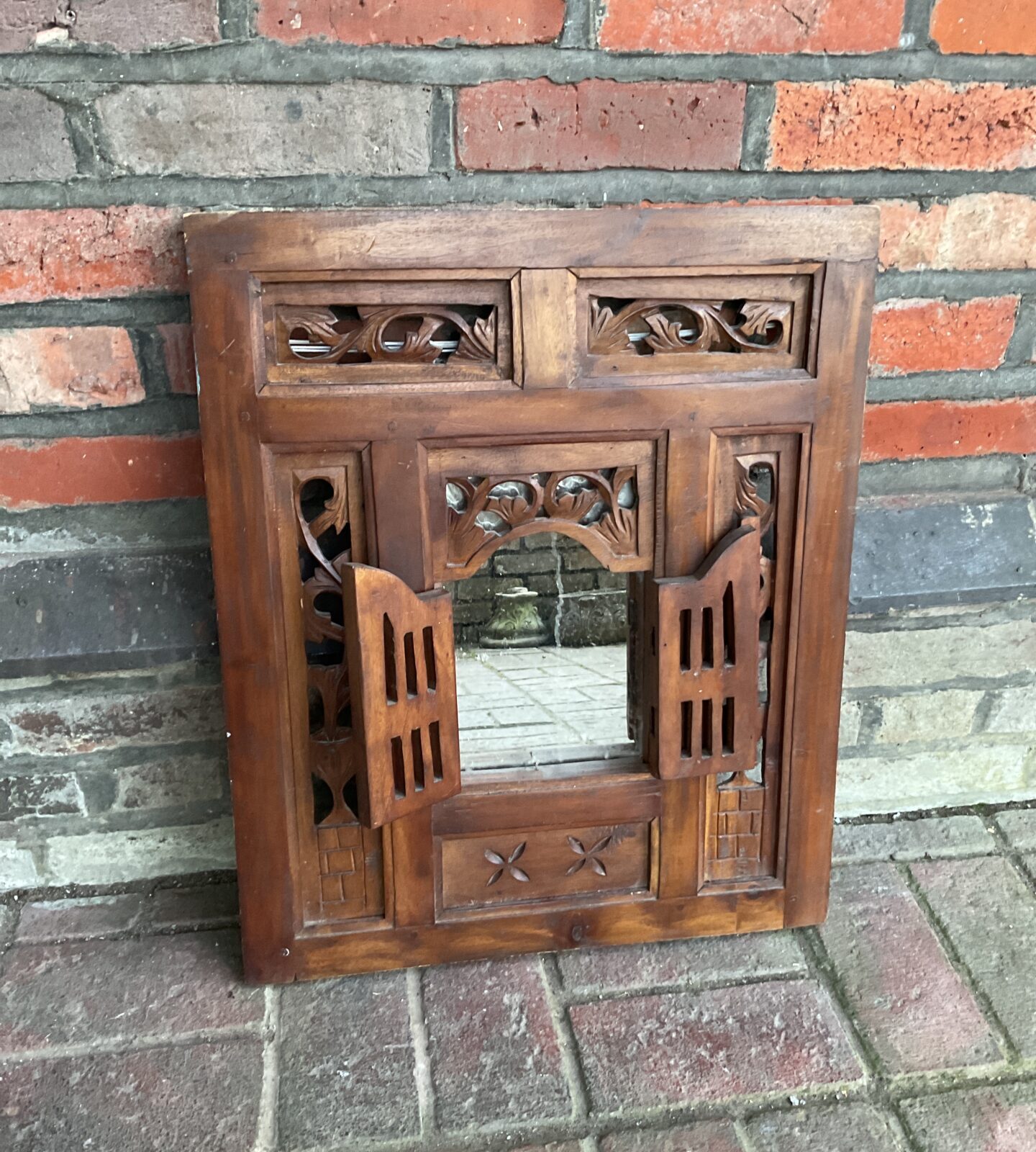 Vintage oak framed doored mirror