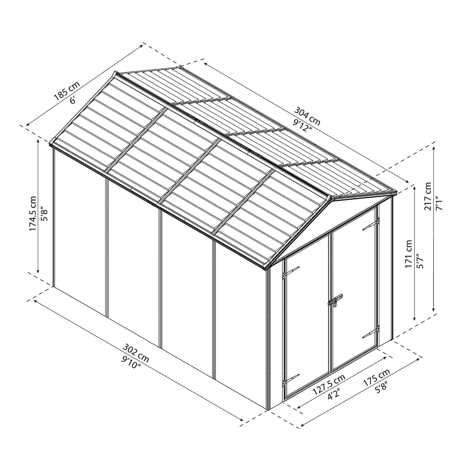 New aluminium framed shed 3m x 1.75m - Image 2