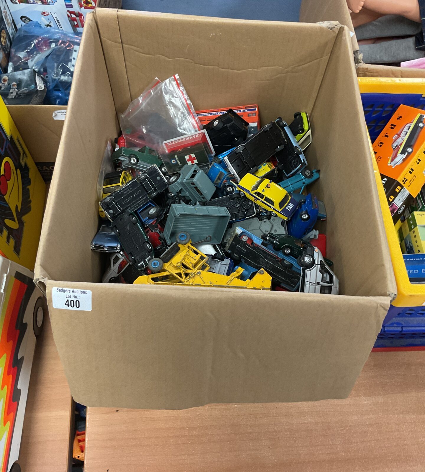 Large box of mixed vintage diecast models inc dinky and corgi
