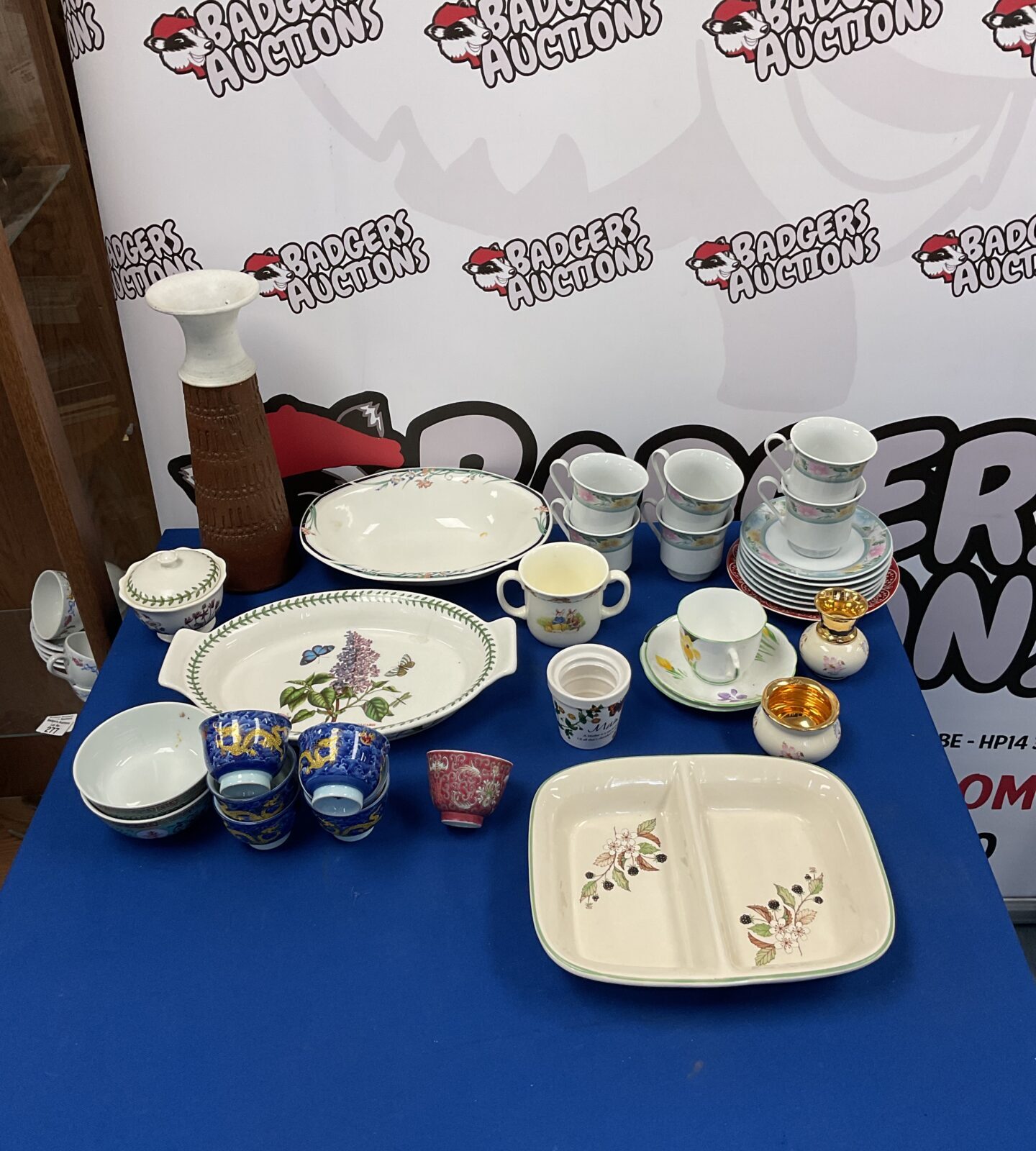 Box of china including portmeirion & royal doulton