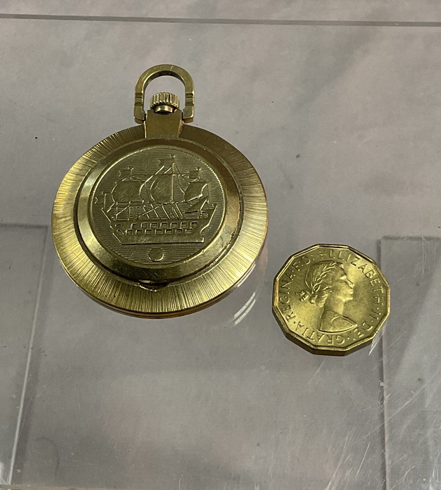 pakema cccp Russian pocket watch with ship on rear casing working - Image 2