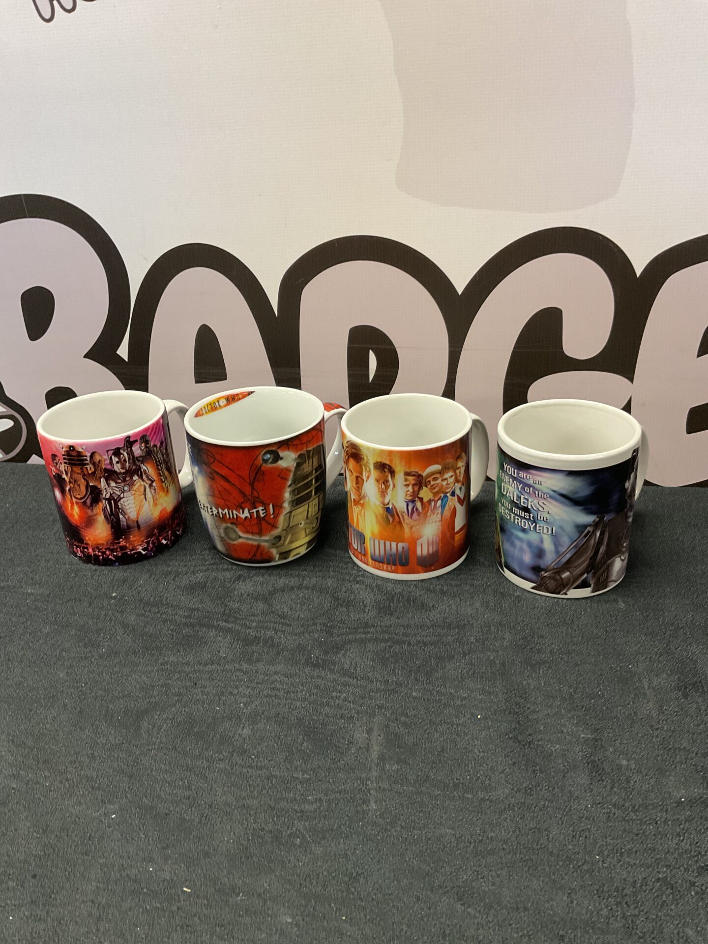 Four official bbc Dr Who Mugs