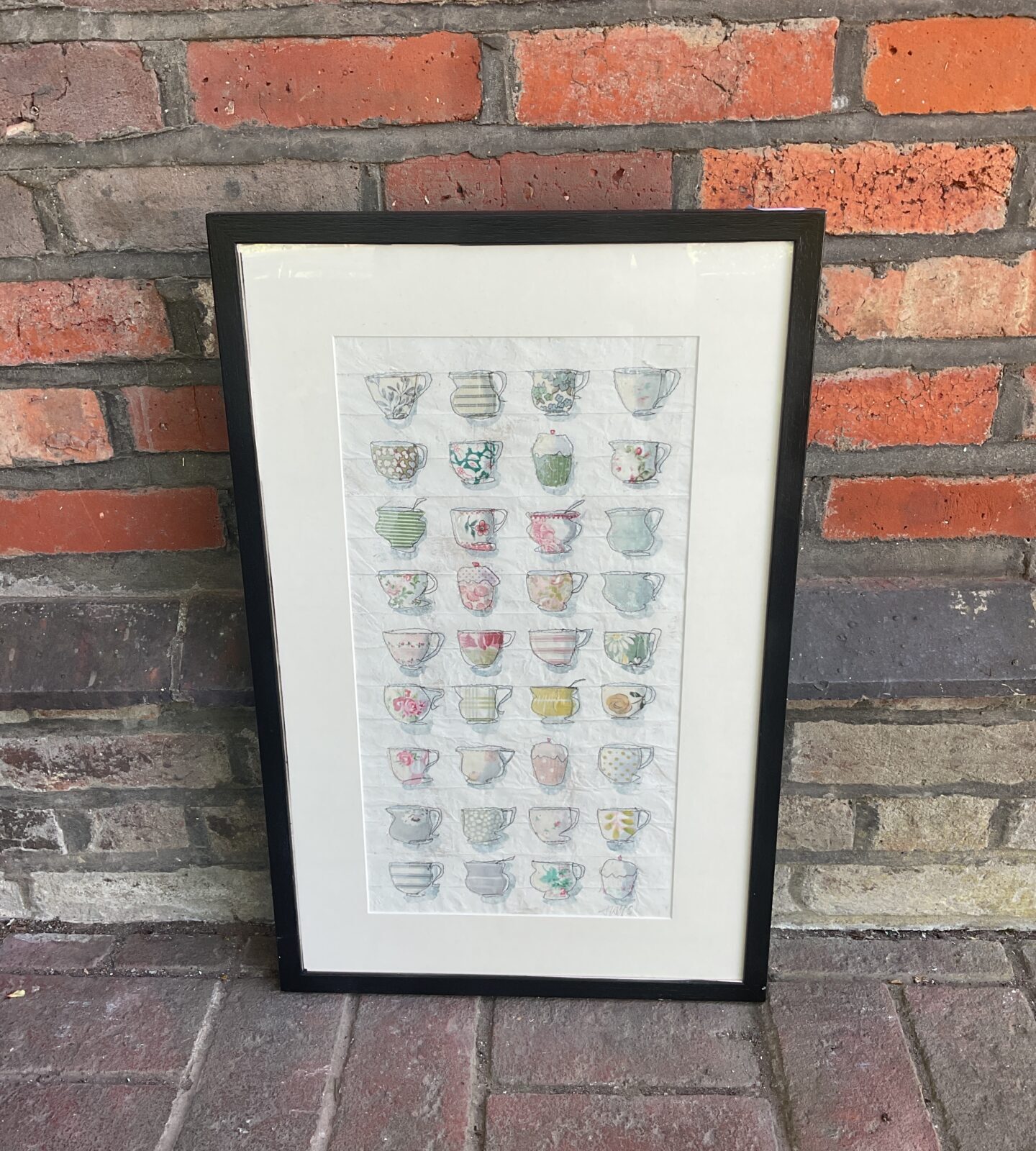 Artist signed artwork titled tea cups & cakes