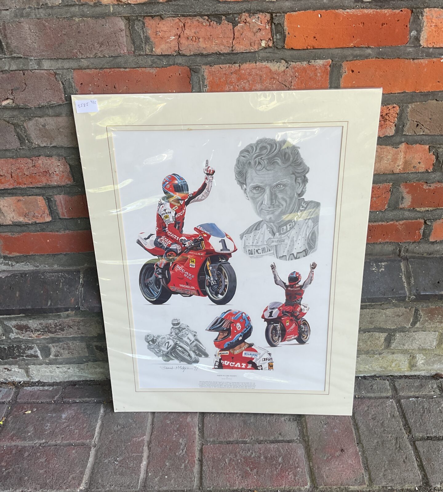Stuart mcIntyre ducati motorcycle print titled a tribute to carl fogarty