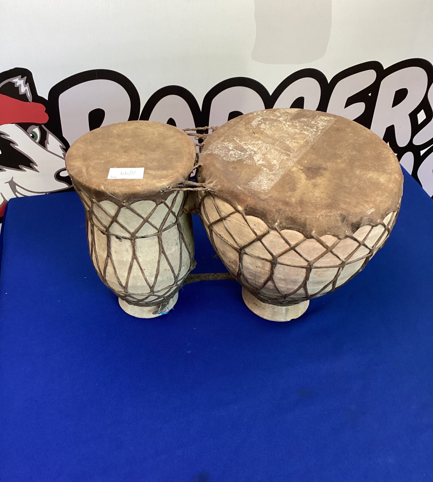 Moroccan strapped clay drums