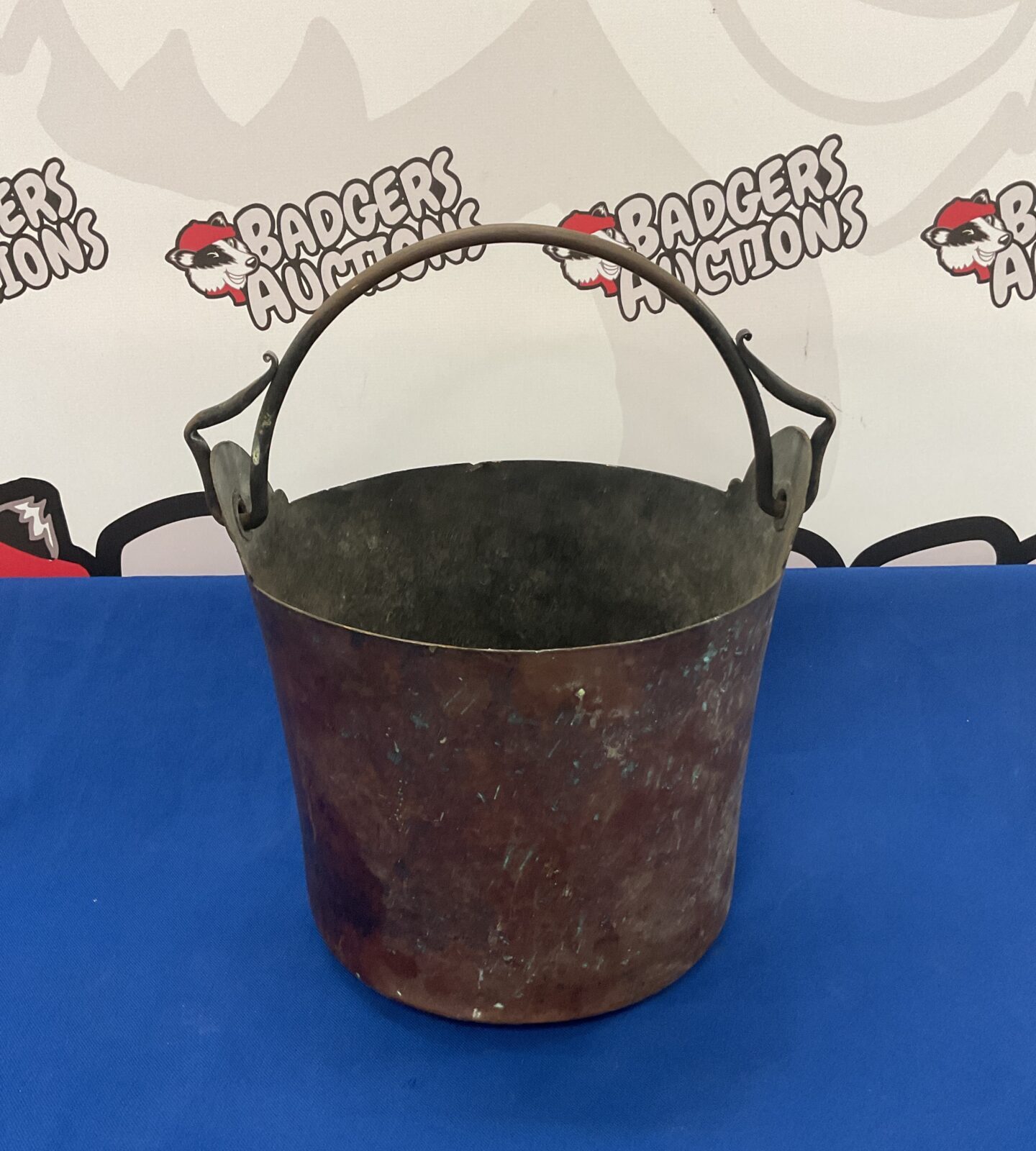Antique copper bucket 10” tall