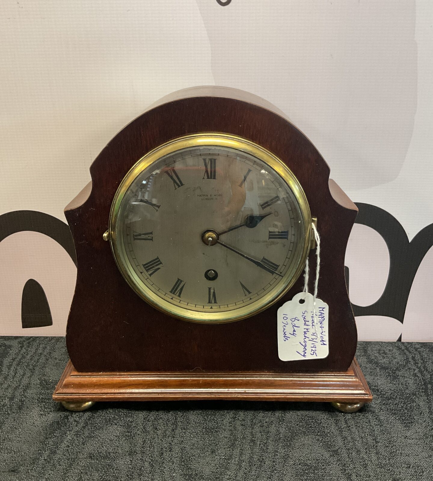 Mappin and Webb mahogany 8 day Mantle clock working with key