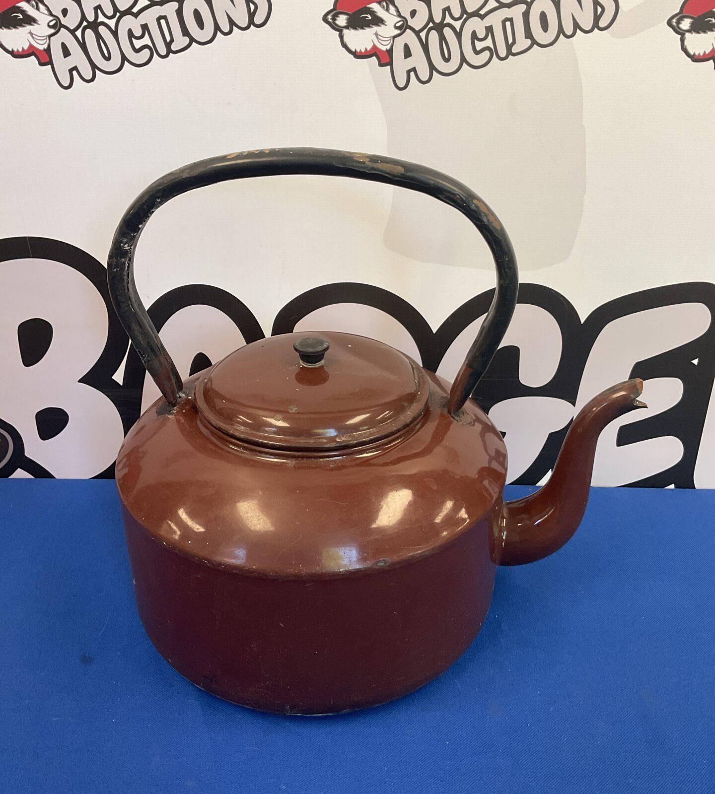 Large vintage enamelled teapot
