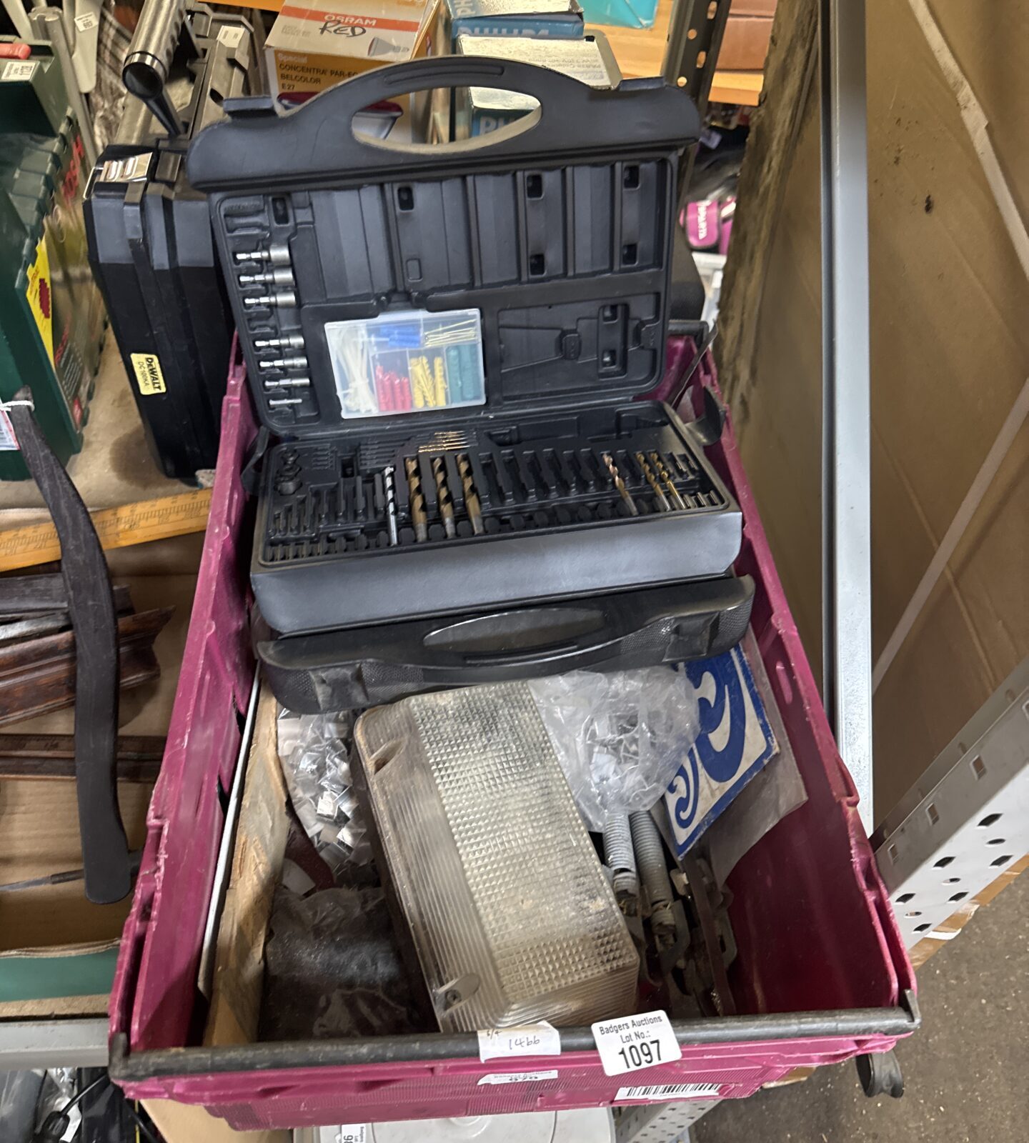 Box of shed clearance items