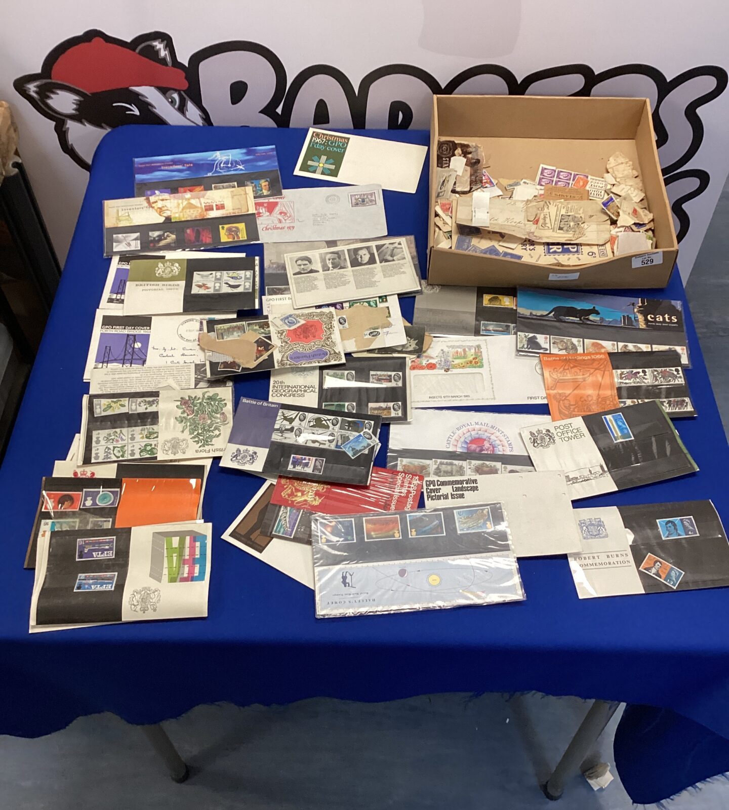 Box of first day covers & various loose stamps