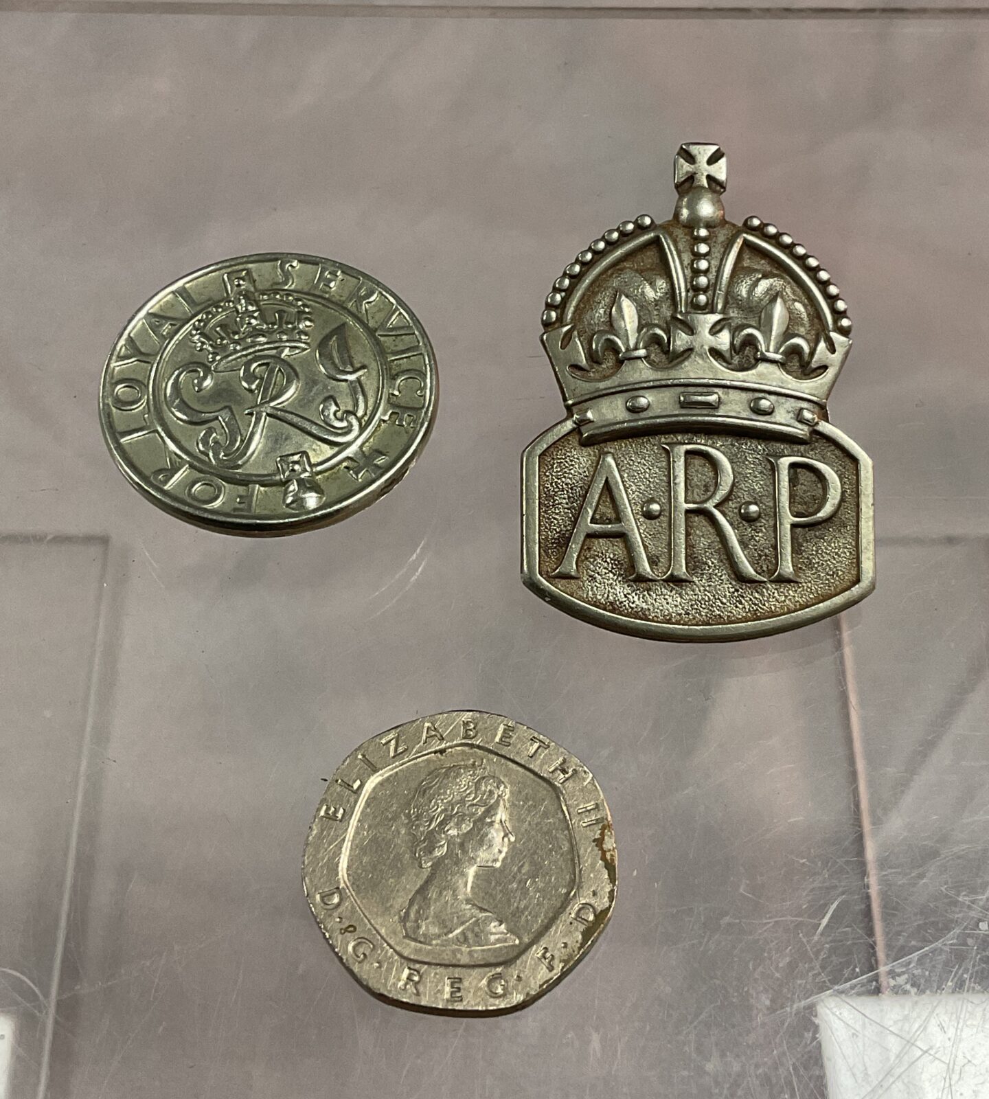 WW1 For Loyal service and WW2 ARP Buttonhole badges