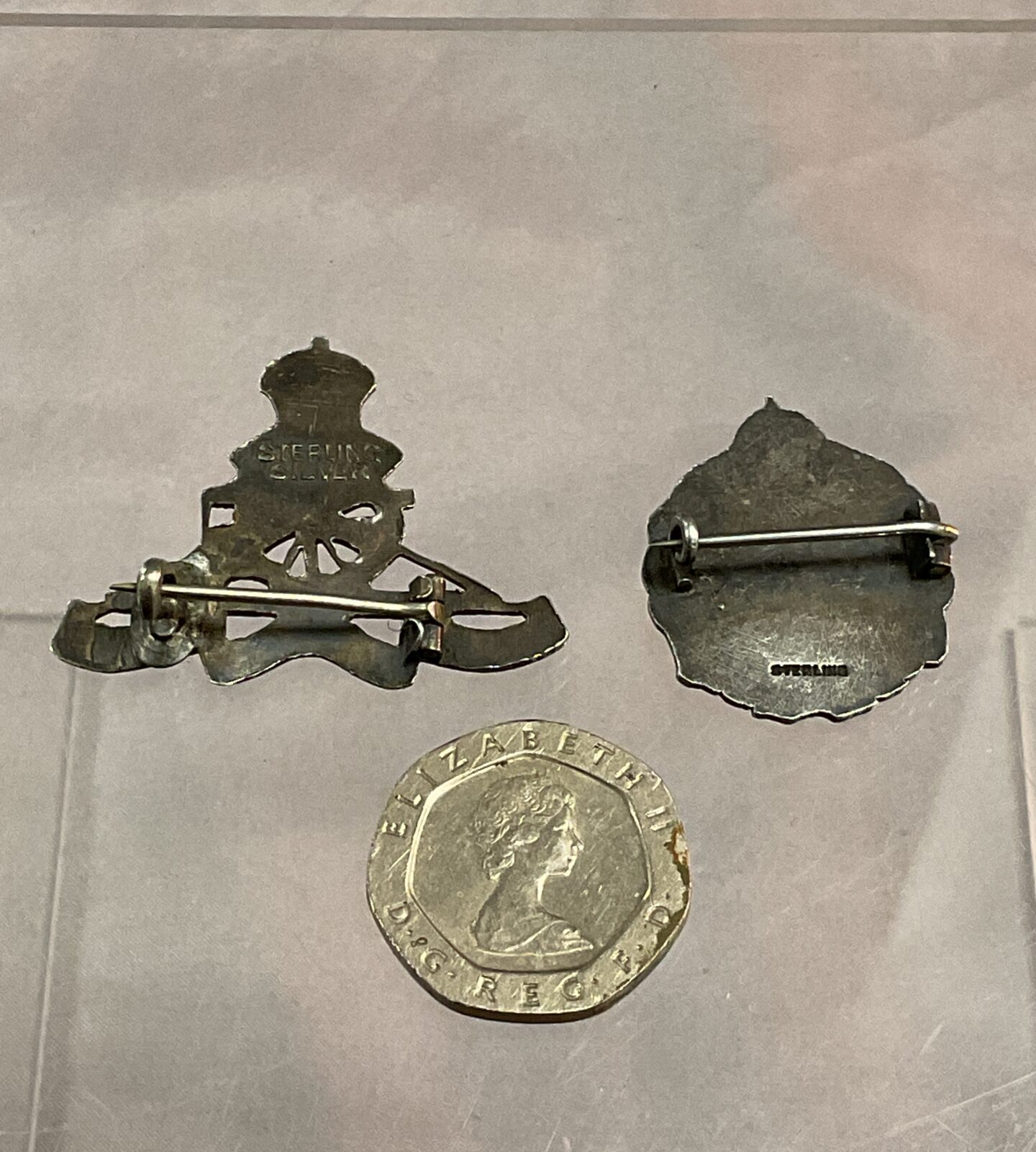 Two Sterling Silver sweetheart badges Royal Artillery and Royal Engineers - Image 2