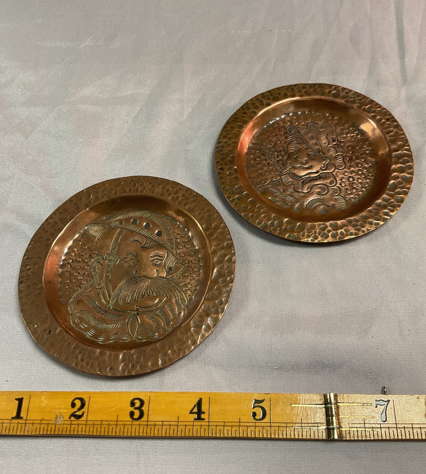 Two WW1 “Old Bill” Bruce Bairnsfather Original copper Pin dishes