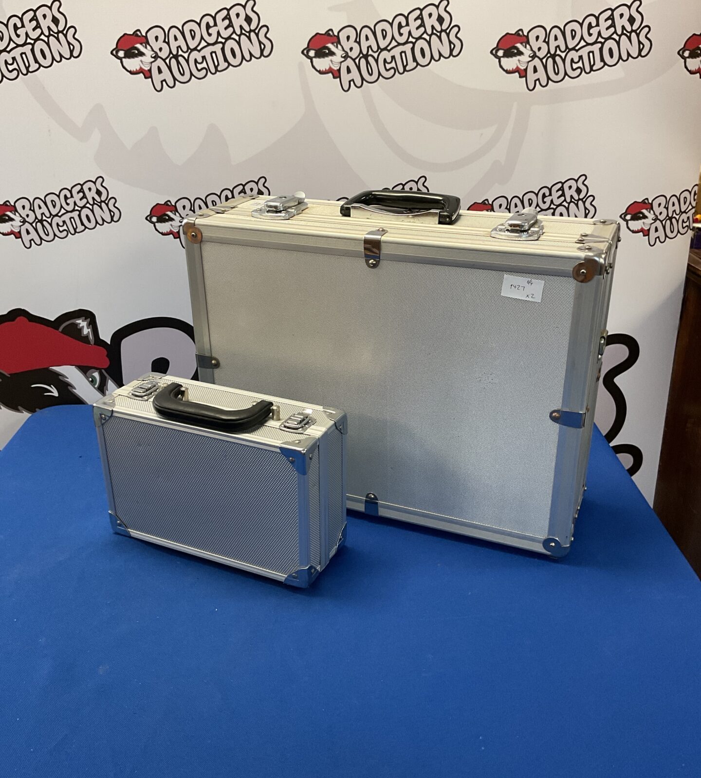 Two aluminium storage crates