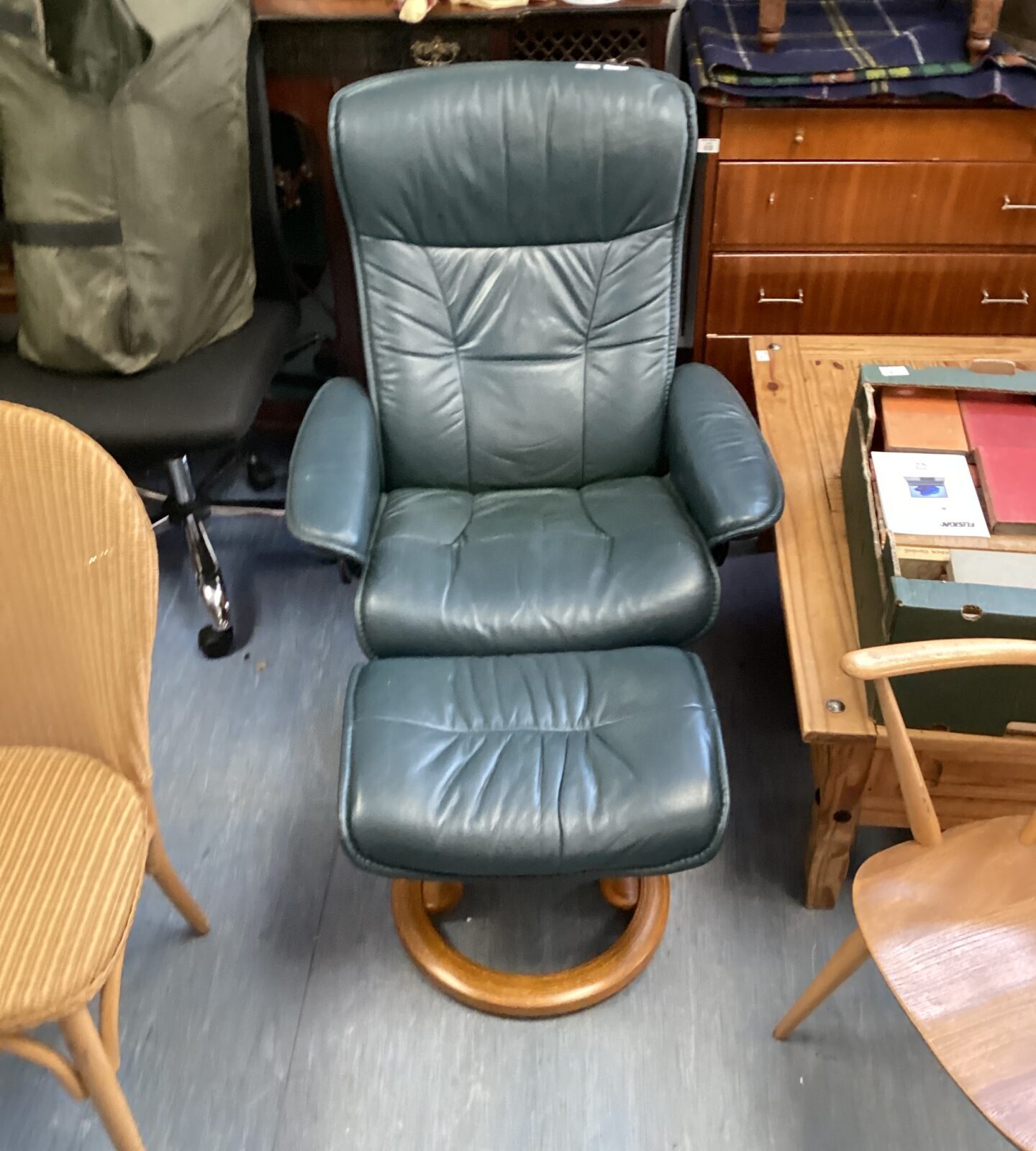 Leather recliner chair with footrest