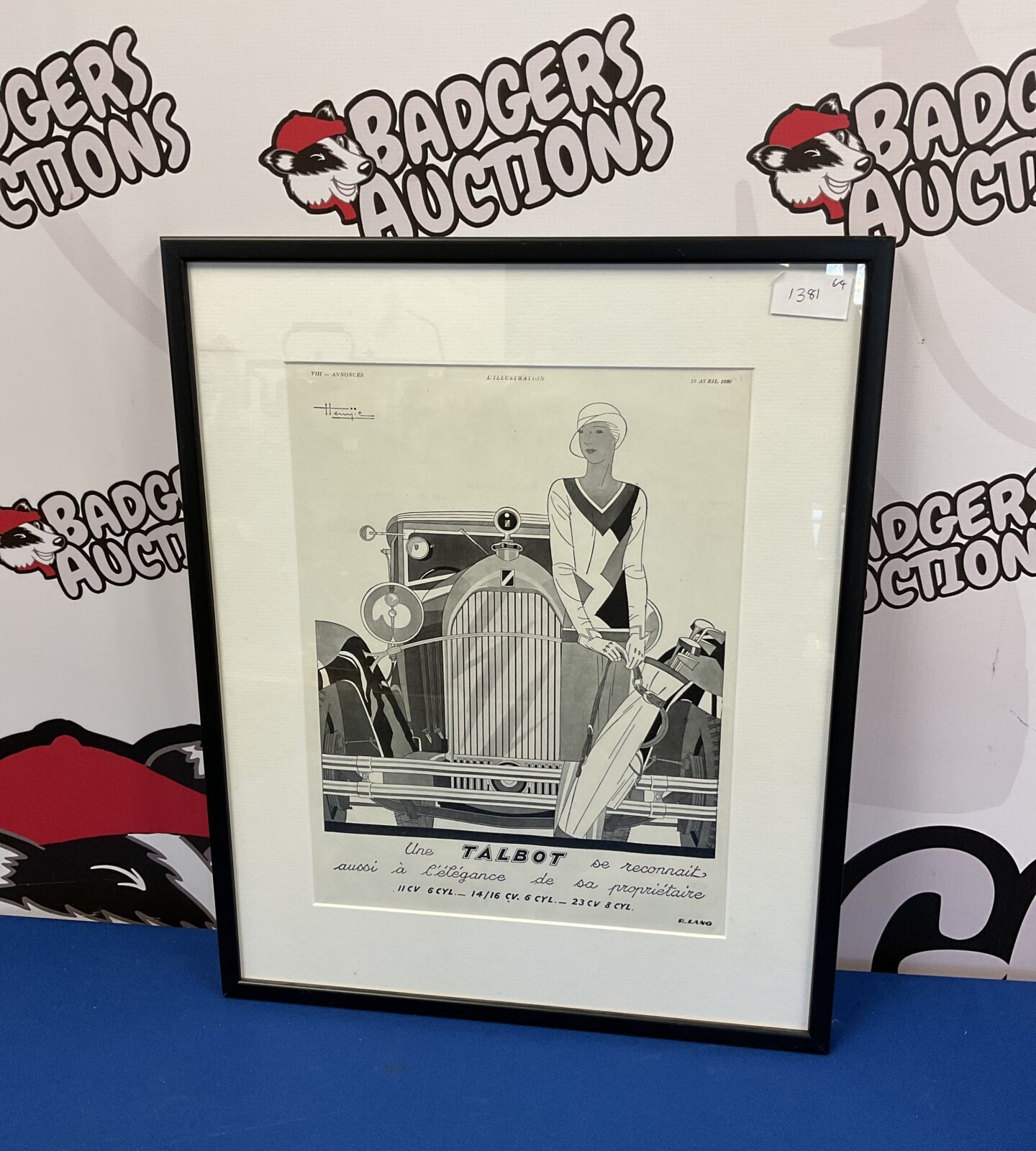 r lang art devo talbot classic car advertising print