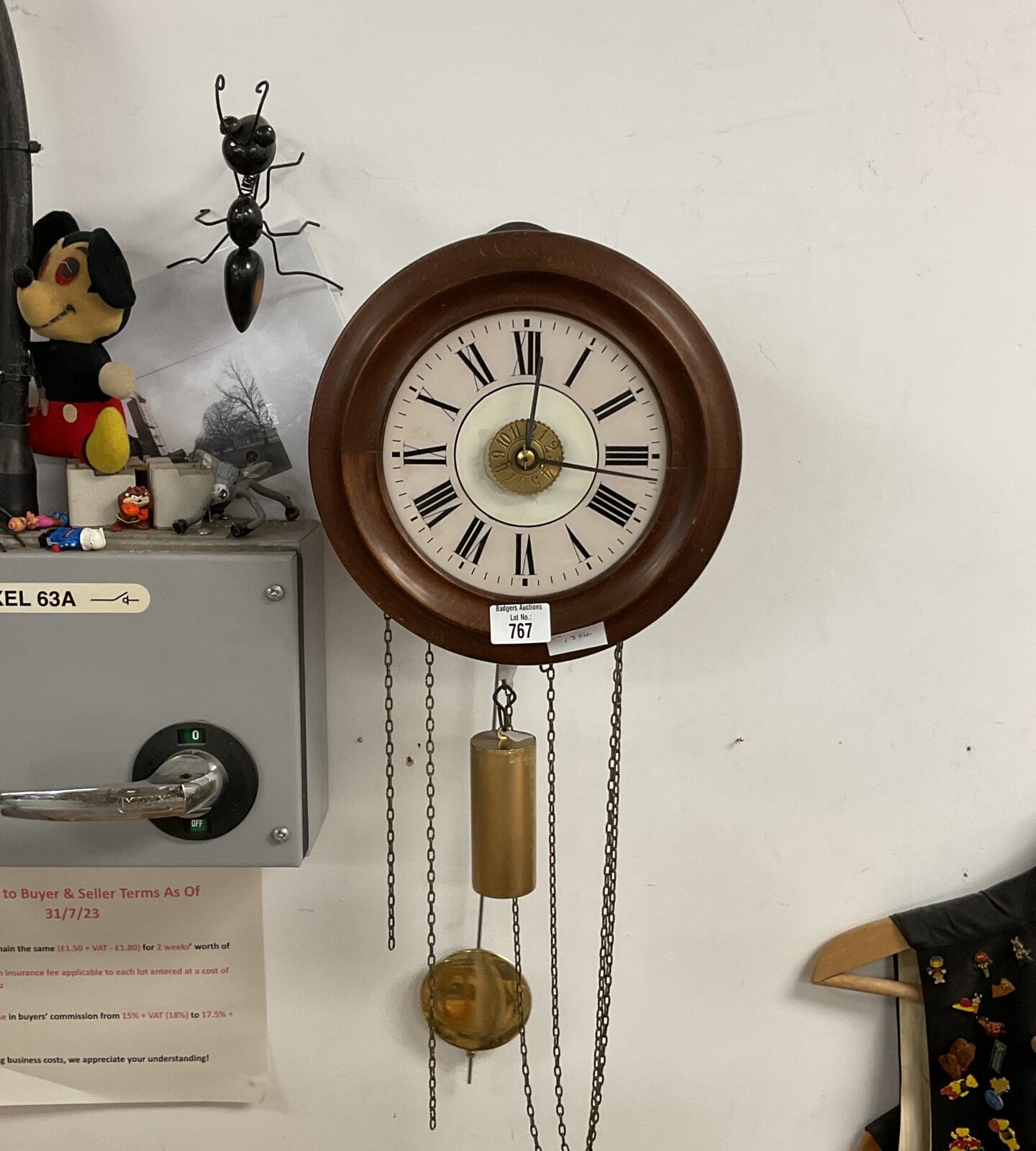 german 1900s post office wall clock with alarm working