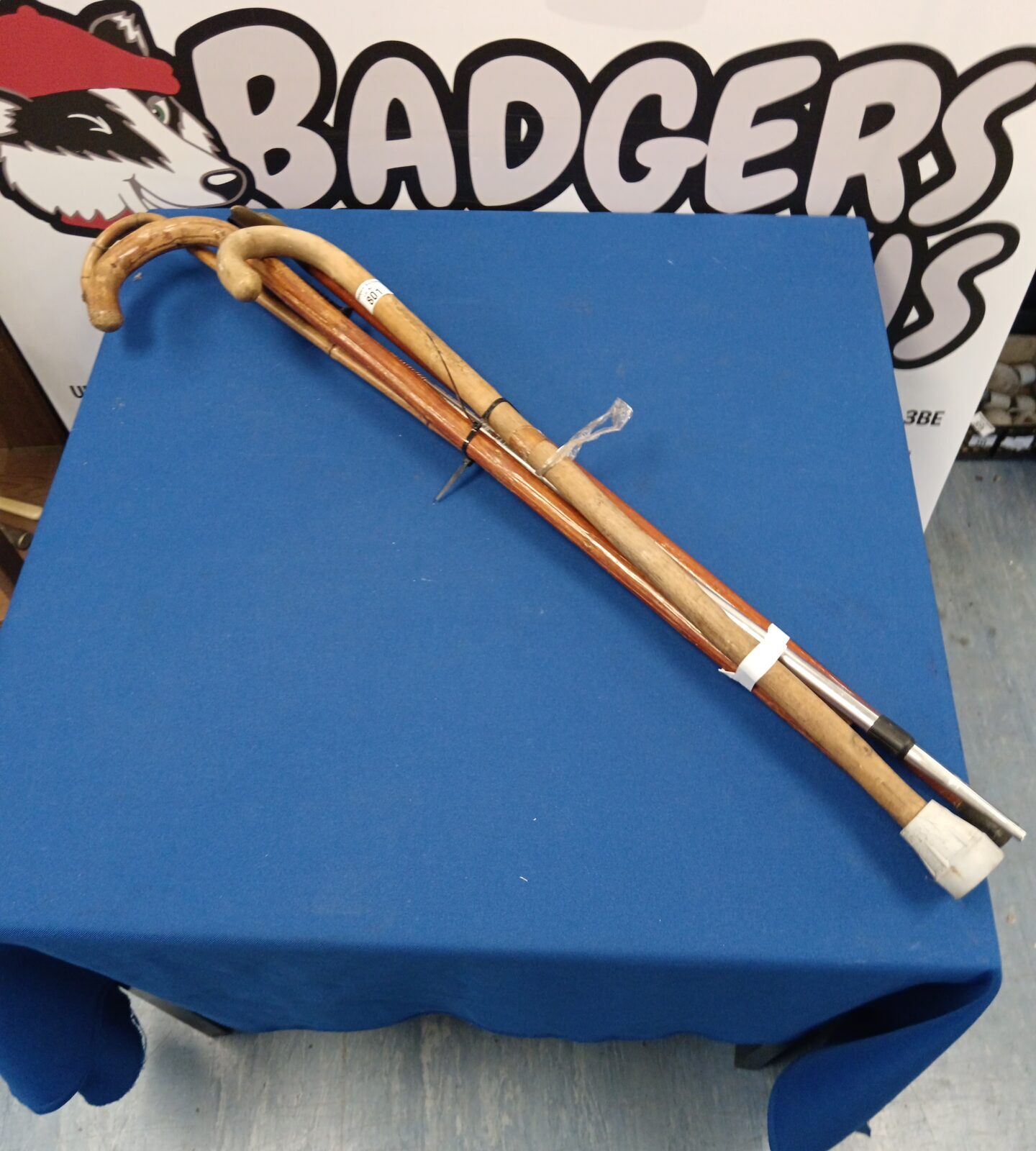 Bundle of walking sticks & canes