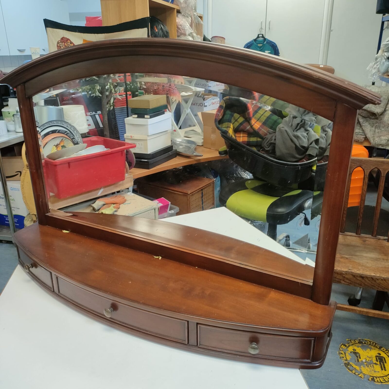 large mahogany over mantle mirror 30” x 42”