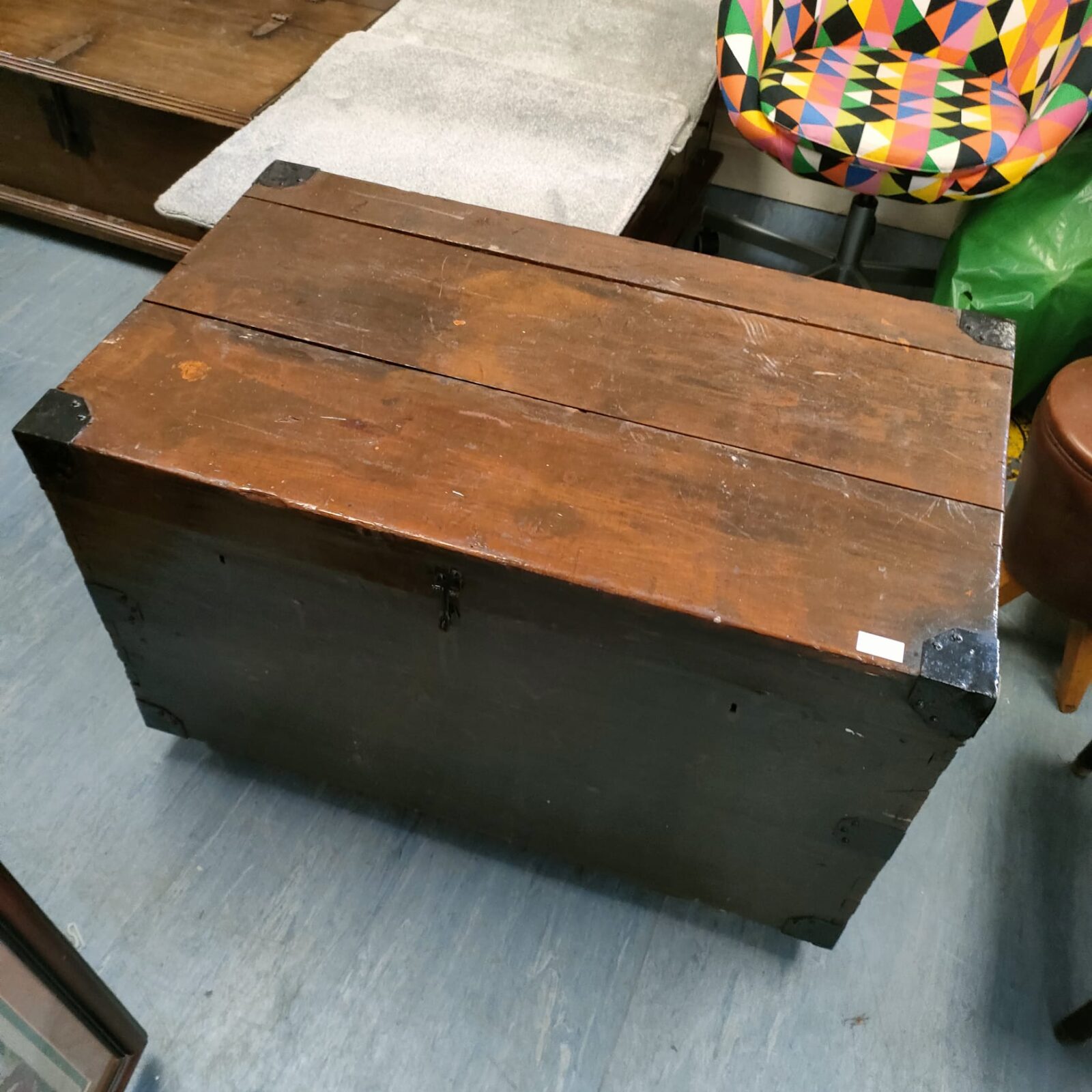 Vintage wheeled travel trunk