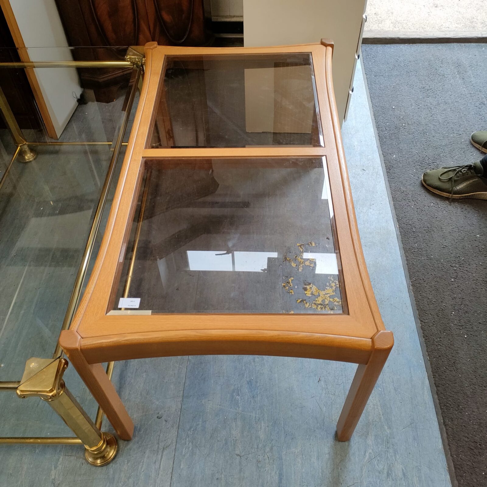 Ercol elm glass topped coffee table